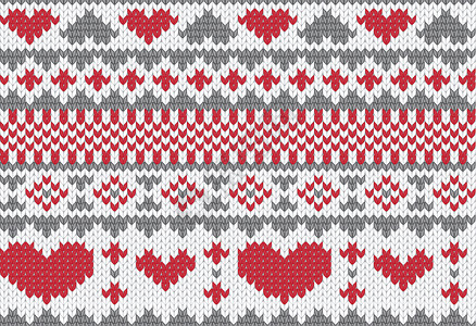 芬兰带有红心的编织模式矢量装饰套衫手工奇思妙想装饰品拼接衣服绘画刺绣环形设计图片
