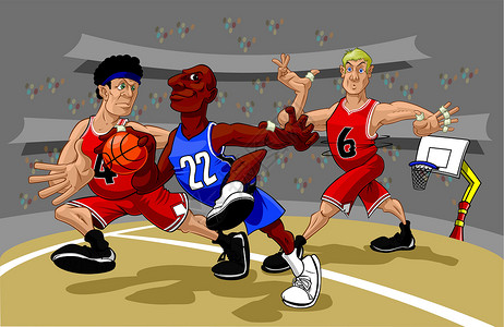 篮球游戏中的进攻性冲锋团队袜子手臂篮板球衣空气皮肤绷带人群橡皮设计图片