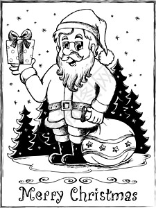 圣诞老人准备礼物绘制圣诞圣诞老人主题图3设计图片