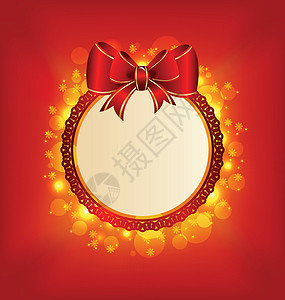 扬我国威元素带弓头 照明背景的圣诞卡设计图片