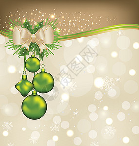 扬我国威元素圣诞节舞会假日背景和圣诞球丝带雪花卡片玻璃插图季节闪光辉光墙纸包装设计图片
