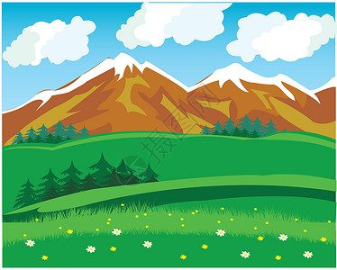 山中夏月蓝色草本植物绿色空地插图旅行荒野木头季节天空图片
