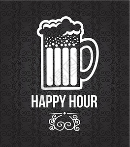 黑色马克杯栏栏标签酒精啤酒厂饮料插图菜单黑色装饰品白色啤酒玻璃设计图片