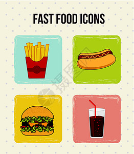 芝士薯条快速快食食品包子脂肪菜单食物餐厅插图午餐芝麻香肠卡通片设计图片