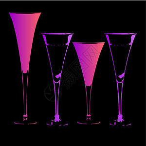 各种颜色的鸡尾酒混合颜色鸡尾酒玻璃矢量艺术魅力庆典酒精创造力派对水晶周年飞溅生日程式化设计图片