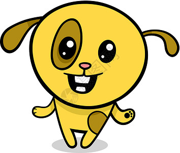 微笑的狗漫画Kawaii小狗插图设计图片