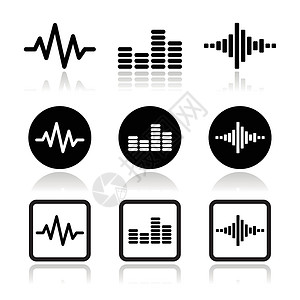 打片分流机音波音乐矢量图标集派对舞蹈插图收音机电脑信号扬声器俱乐部电子产品演出设计图片
