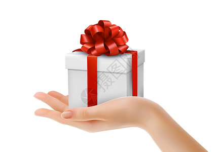 礼物手配有红弓和丝带的礼物盒 矢量设计图片
