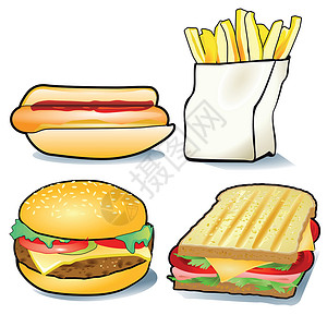 薯条与番茄酱快速快食食品营养品餐卡牛肉小吃咖啡馒头沙拉菜单早餐土豆设计图片