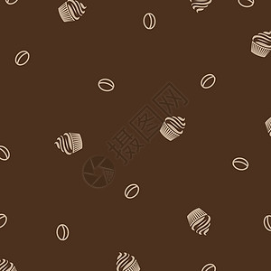 巧克力粉蛋糕带松饼和咖啡的餐厅背景设计图片