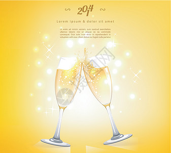 葡萄酒展示香槟玻璃杯玻璃气泡金子奢华横幅周年假期酒杯派对惊喜设计图片