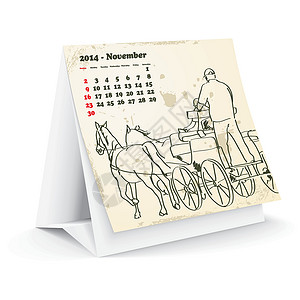 11月月签2014年11月 案头马匹日历笔记本笔记木板回忆季节办公室插图杂志设计图片