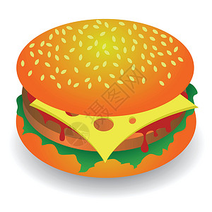 火腿三明治汉堡包蔬菜食物绘画午餐插图营养包子沙拉面包小吃设计图片