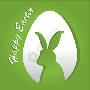 切萝卜兔子复活节设计白色绘画卡片绿色艺术兔子野兔问候语假期插图设计图片