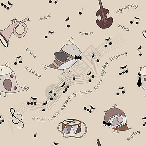 冲泡咖啡声音鸟类 乐器 音符 歌曲设计图片