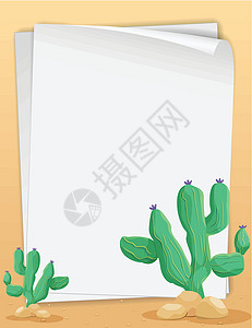 仙人掌教皇沙漠植物明信片艺术卡片绘画草图横幅干旱框架设计图片