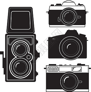 老市场黑白照相机老旧摄像矢量设计图片