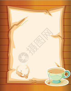 茶食品空文具和茶杯设计图片