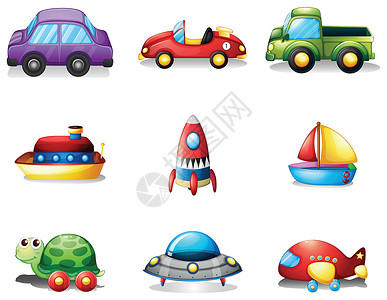 船玩具九种不同种类的玩具运输工具设计图片