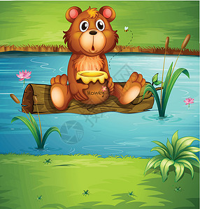 安徽颍上八里河一只熊坐在干木上设计图片