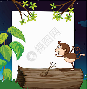 猴子山天生的猴子和白板微笑绘画哺乳动物牙齿大猩猩登山者野生动物场景风景星星设计图片