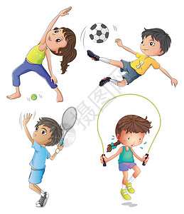 男孩在单车运动两个女孩在运动 两个男孩在打球设计图片