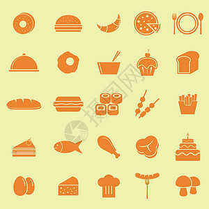 糟辣鱼黄色背景的食品颜色图标设计图片