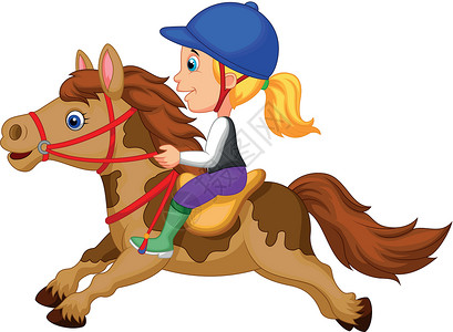 小女孩漫画小女孩骑马的小马设计图片