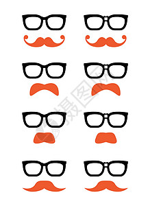 厚切牛舌Geek 眼镜和姜胡须或小胡子设计图片