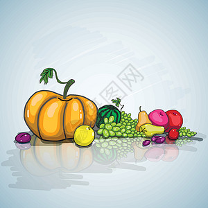 多吃蔬菜水果秋秋季死生绿色李子红色健康静物黄色蔬菜水果食物收成设计图片