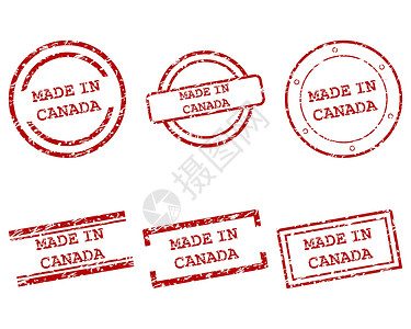 加拿大蒙特利尔市以加拿大邮票制作烙印插图橡皮海豹墨水红色商业标签销售购物设计图片