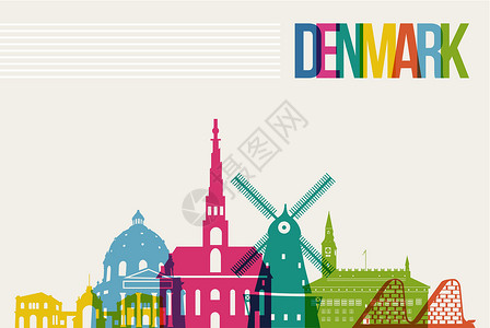 世界标志性建筑丹麦旅游丹麦目的地标志性地标天线背景设计图片