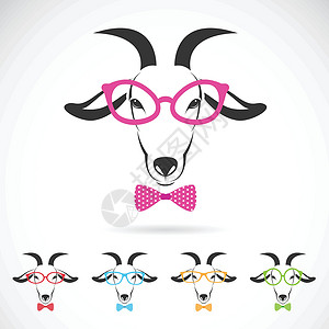 动物穿搭白背景戴眼镜的山羊的矢量图像设计图片