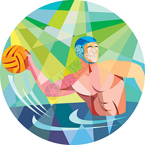 水球球玩家扔球球圈低多边形设计图片
