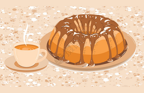奶油杯子蛋糕以沸水和热饮的杯子盟誓食物艺术盘子奶油桌子釉面棕色馅饼巧克力甜点设计图片