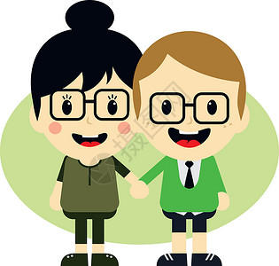 中年男性戴眼镜爱情情侣卡通人物成人夫妻男性男生思维微笑裤子中年年轻人胡子设计图片