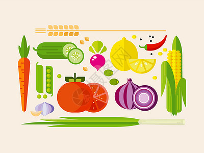洋葱丁平板样式的蔬菜设计图片