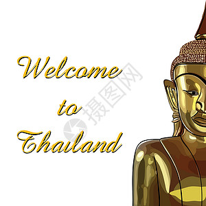 泰国佛白色背景的金色布丁默思 Victor雕塑姿势佛教徒瑜伽精神上帝文化艺术雕像旅游设计图片