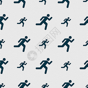 男子俯卧撑动作正在运行的 man 图标符号 无缝模式与几何纹理 矢量活动男人慢跑运动速度训练行动身体竞赛交通设计图片
