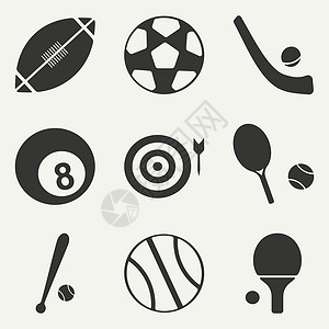 体育用品店黑白概念移动应用程序运动图标中平整的黑色和白色概念设计图片