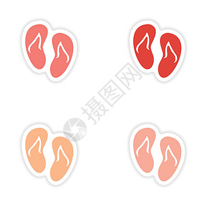 拖鞋图标纸海滩运动鞋上符合实际装配的贴纸设计设计图片