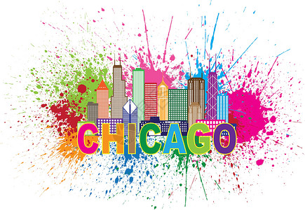 芝加哥城市芝加哥sklyine 涂料喷雾摘要说明设计图片