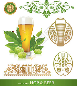 啤酒元素横幅派对饮料液体啤酒厂标签瓶子火腿玻璃金子设计图片