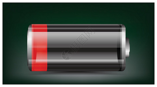 圆柱电池矢量透明电池插图 深底的低电红色电池组使用低电荷设计图片