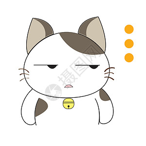 脸上有斑可爱的猫咪性格灰色白色微笑吉祥物男性宠物虎斑漫画插图动物设计图片