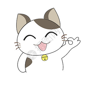 可爱的三黄猫可爱的猫咪性格猫科绘画微笑乐趣宠物虎斑胡须男性灰色吉祥物设计图片