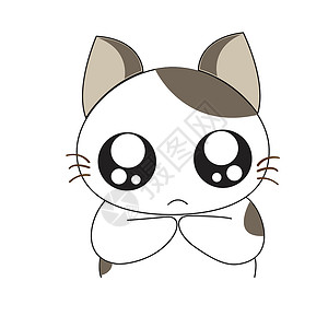 喵可爱的猫咪性格白色插图动物漫画吉祥物宠物猫科灰色胡须收藏设计图片