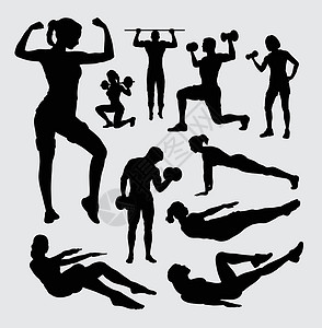 黑衣女人标识健身运动男性和女性剪影设计图片