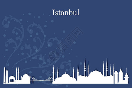 冷蓝海岸岩伊斯坦布尔城市蓝背景的天线光影设计图片
