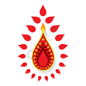 红色火焰元素创造性的 diwali 问候或横幅设计矢量设计图片
